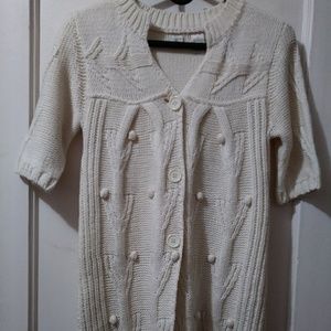 Aqua Short Sleeve Chunky Cable Knit Sweater